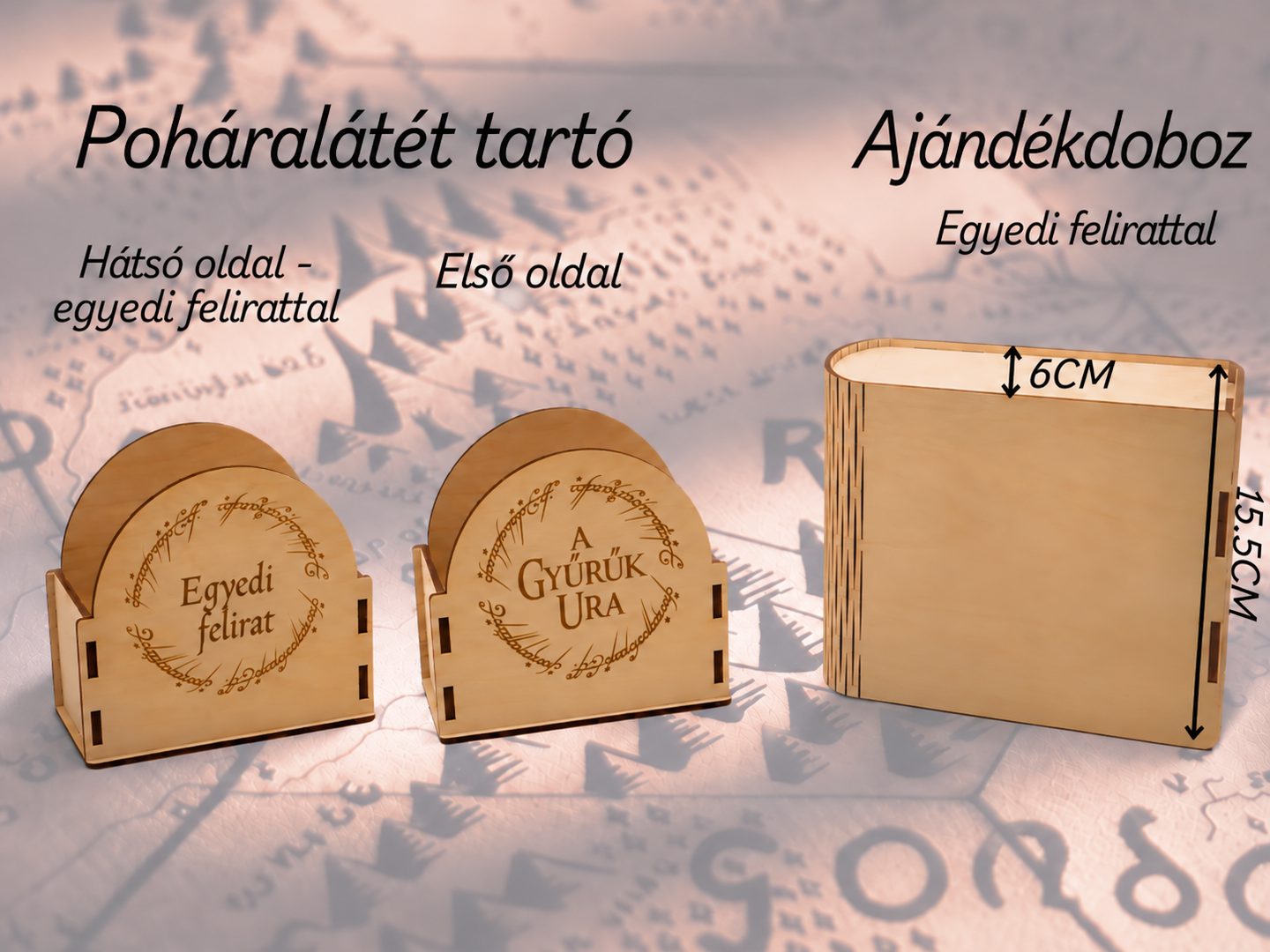 A Gyűrűk Ura Poháralátét készlet - térkép puzzle – termékkép 2