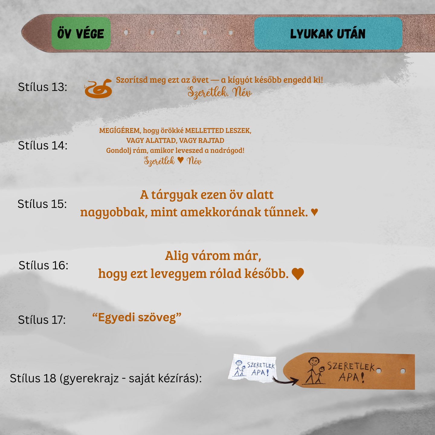 Egyedi gravírozott bőr öv férfiaknak - választható stílusokkal – termékkép 4