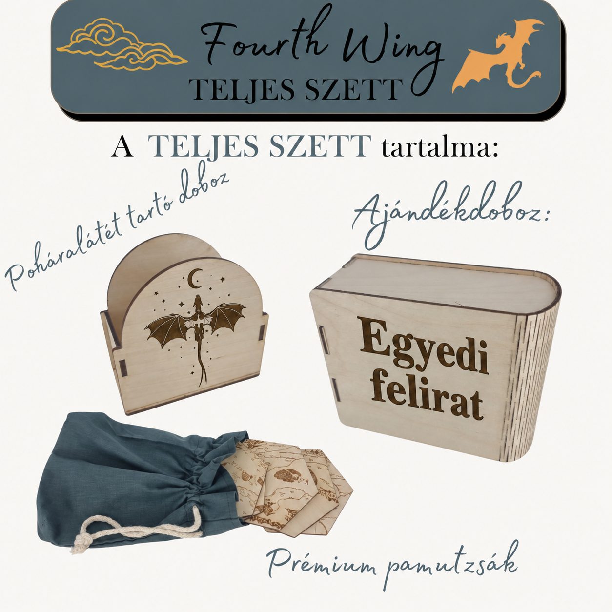 Fourth Wing Poháralátét készlet - térkép puzzle – termékkép 2