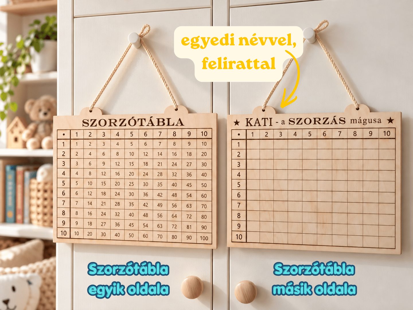 Szorzótábla gyerekeknek - egyedi névvel - 2 oldalas - matematika fejlesztés – termékkép 2