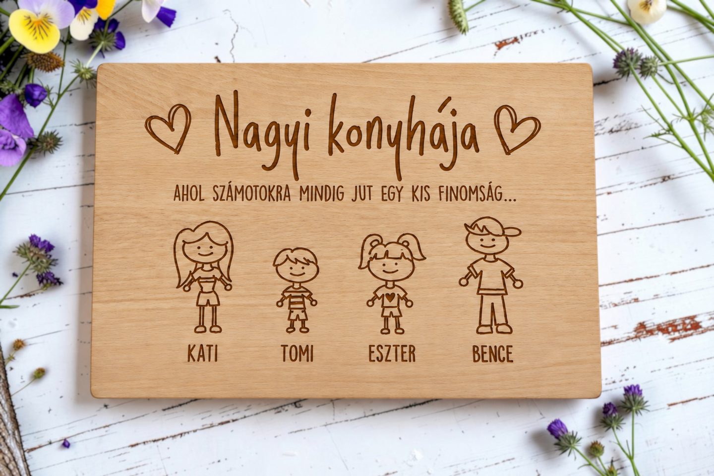 Nagyi konyhája vágódeszka - gyermek ikonokkal – termékkép