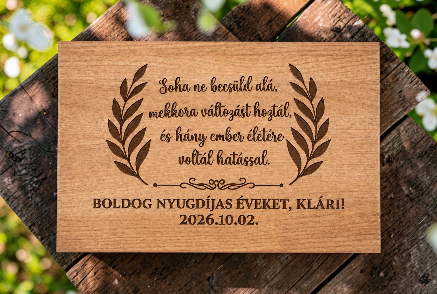 Vágódeszka nyugdíjazásra – személyre szabott, vicces ajándék – termékkép 2