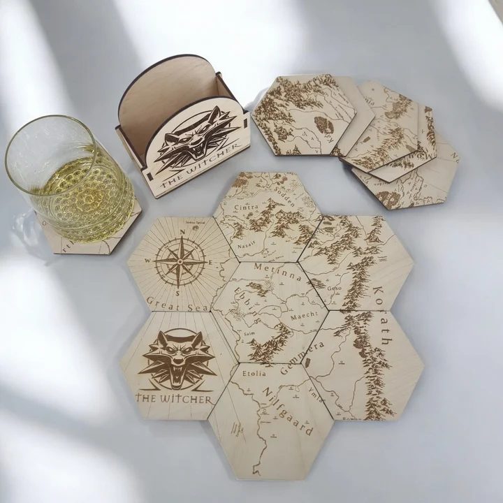 The Witcher - Vaják - Poháralátét készlet - térkép puzzle – termékkép