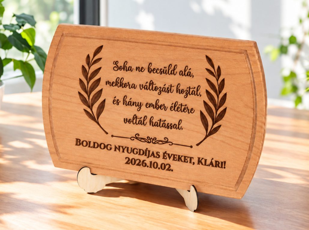 Vágódeszka nyugdíjazásra – személyre szabott, vicces ajándék – termékkép