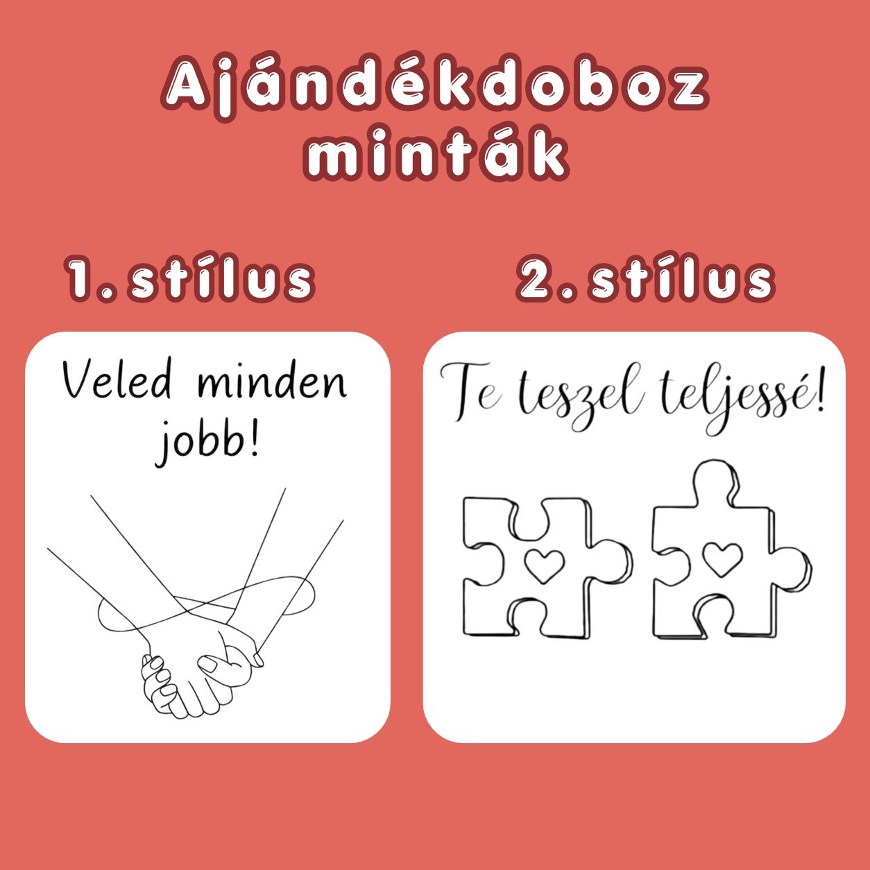Zsákos szív, különböző méretű szett - egyedi üzenetek, egyedi stílusú ajándékdoboz – termékkép 2